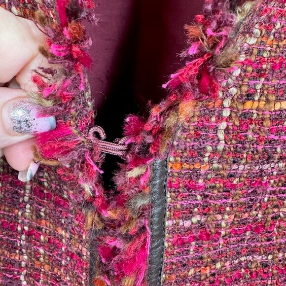 Tweed Burgundy Sz 4 Wool Blend Classic Fit Skirt Suit Acadamia Clueless Preppy - Picture 5 of 16